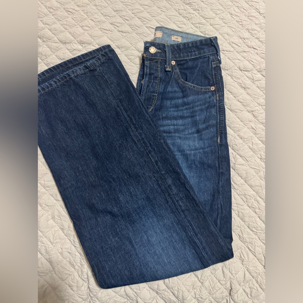Ariat Ultra High Rise Tomboy Wide leg Blue Denim Jeans 25 - Picture 3 of 5